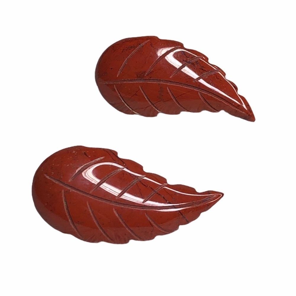 Carved Stone Leaf Post Earrings